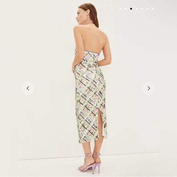 Veronica Beard NWT Cherie Dress Sequin Midi Halter In Violet Multi Size 2 - Picture 4 of 13